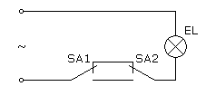 Схема подключения проходного выключателя с 2х мест на 1 лампу